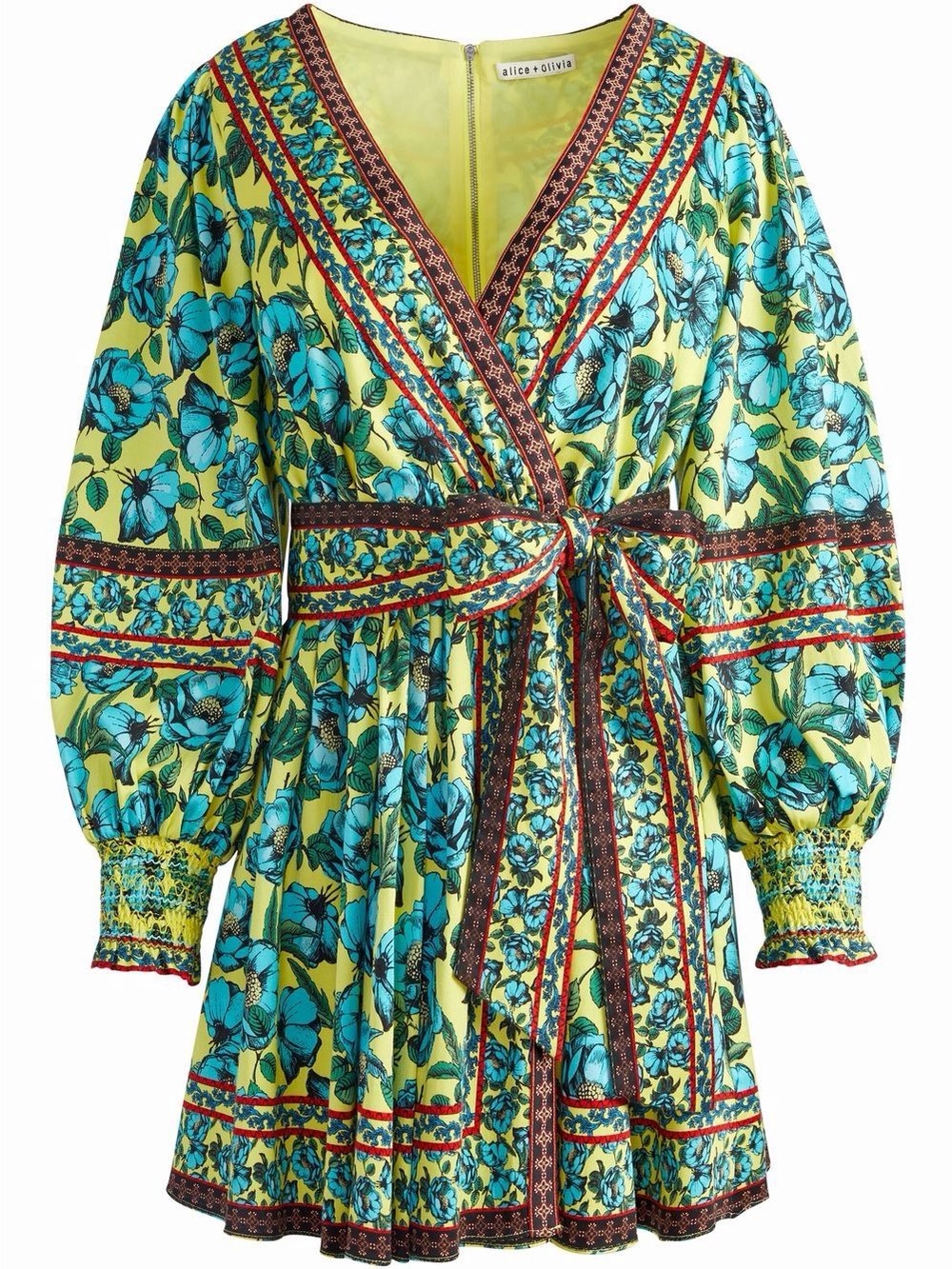 NWOT Alice+Olivia Simona Wrap Mini Dress Size 6